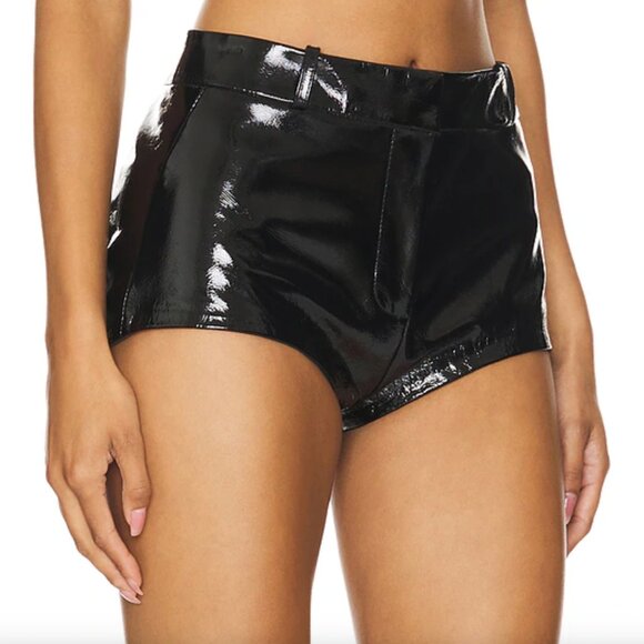 NEW LAMARQUE x REVOLVE Annaise Hot Short Black Patent Leather Micro Mini Booty S - Picture 2 of 4